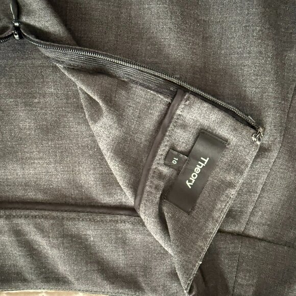 Theory Pencil Skirt Slim Fit Stretch Wool Grey Size 10 - Picture 3 of 4